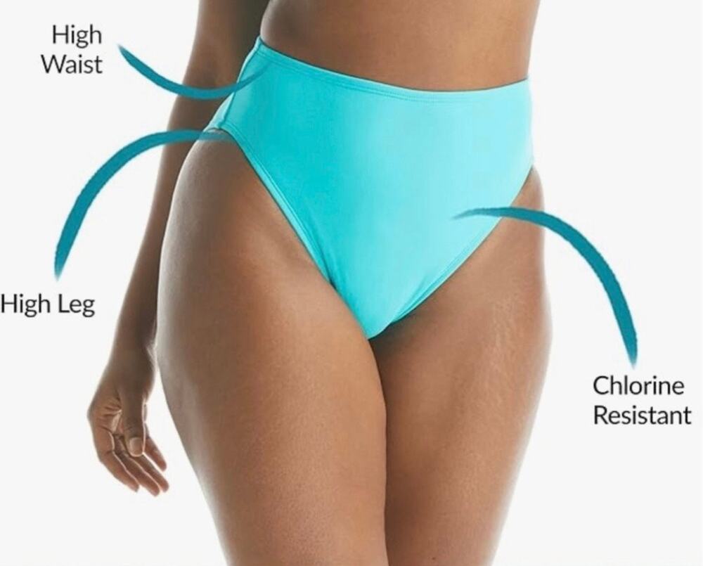 Coco Reef Aqua High Esteem High Leg and Waist Bikini Bottom S NWT